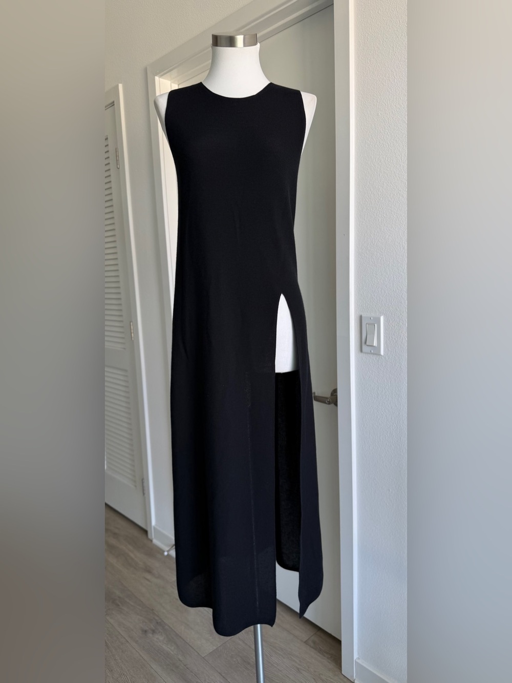 The Row Ernie Maxi Dress — a black midi tunic/dress size S